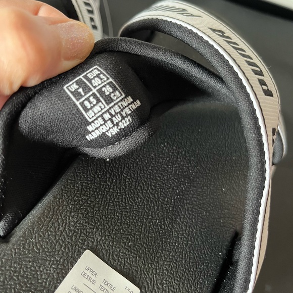 PUMA Logo Criss-Cross Black White  Tape Platform Slide Sandals New - Picture 11 of 14
